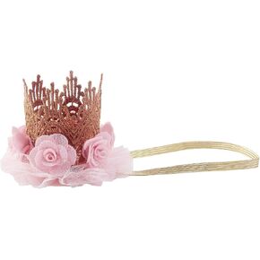 Nishine Lace Crown Headband for Baby Girls Birthday Party Photography Gift (Pink) in Kuwait