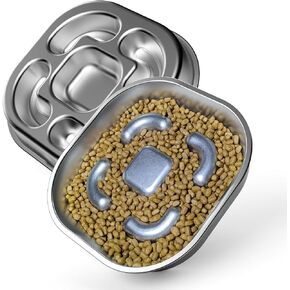 Codsmol Slow Feeder Dog Bowl 304 Stainless Steel, 4 Cups Metal Double Sided Dog Bowl for Small Medium Large Breeds, Maze Dog Bowl to Slow Down Eating, Eating Healthy