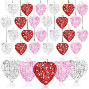 30 قطعة من زخارف القلب الزجاجية لعيد الحب على شكل قلب، زخارف زجاجية شفافة على شكل قلب، زخارف زجاجية معلقة لتزيين عيد الحب، حفلة عطلة in Kuwait