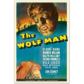 ملصق فيلم The Wolf Man Vintage - مجموعة من 1 (27.94 سم × 43.18 سم) in Kuwait