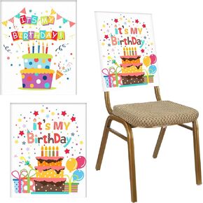ميكس وير غطاء كرسي بعبارة It's My Birthday من قطعتين، غطاء مقعد عيد الميلاد، اغطية خلفية لكرسي الكب كيك للفصل الدراسي والمكتب وغرفة الطعام للاطفال وحفلات الطلاب وديكورات المدرسة، نمطين in Kuwait