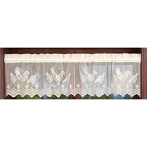 معنى 4 الستارة الستارة مع الديك الديك الأبيض البلد شبه شير قماش ستائر متماسكة الدانتيل 1 قطعة 60 "X14"(152x36 سنتيمتر) قضيب جيب in Kuwait