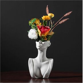 TTANTWFO 7.56'' Head Vase, Face Vase, Body Vase, Bust Statue, Morden Decor, Vases for Decor, Gifts for Women Man, Livingroom Home Decoration Table Center Piece (A)
