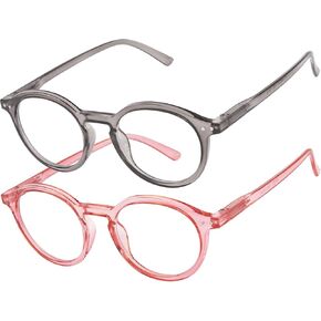 zingfocal 2 حزمة من النظارات السميكة ذات الحافة الدائرية الزرقاء لحجب الضوء لألعاب الكمبيوتر للنساء والرجال in Kuwait