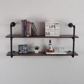 MBQQ Industrial Retro Pipe Shelf 36in 3 Tier Wall Mounted,Rustic Floating Shelves,Farmhouse Kitchen Bar Shelving,Home Decor Book Shelves,DIY Bookshelf Hanging Wall Shelves,Black in Kuwait