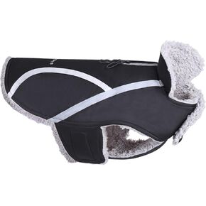 VIVAGLORY معطف الشتاء الدافئ للكلاب، عاكس للسلامة، صوف مريح قابل للتعديل، قماش للطقس البارد، مقاوم للماء، مقاوم للرياح، مقاوم للثلوج، سترات للكلاب، ملابس للحيوانات الأليفة للكلاب الصغيرة، أسود، مقاس S in Kuwait