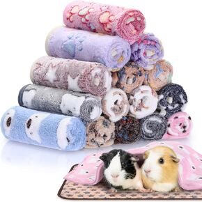 16 Pack Small Pet Blankets Soft Dog Flannel Blankets Washable Guinea Pig Blankets Hamster Bedding Mat Cage Liners Sleep Mat Pad Cover with Paw Print for Puppy Kitten Rabbit Hamster Chinchilla Hedgehog in Saudi Arabia