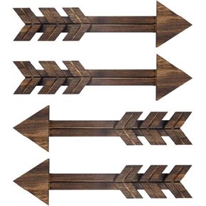 N/A 4 PCS Rustic Wood Arrow Sign Wall Decor Dark Wooden Arrows Farmhouse And Home Hanging Decoration for Home Or Wedding in Saudi Arabia