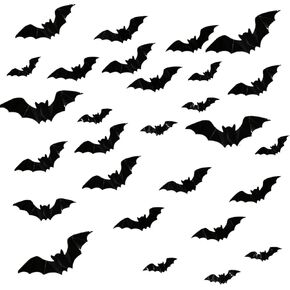 72PCS Halloween Supplies Removable PVC 3D Decoration Realistic Horror Bat Stickers Wall Decal Wall Sticker, DIY Halloween Decoration Home Interior Window Decoration Set in Kuwait