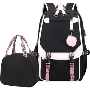 YSHUNDA School Bag, Book Bags for Kids,Book Bags for Women,Girl's Backpack With Lunch Belt，Backpacks for School,With USB Charging Port(Purple) in Saudi Arabia