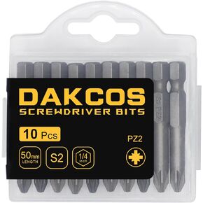مجموعة لقم توركس T10 مكونة من 10 قطع من DAKCOS، مفك براغي طويل S2 من سبائك الصلب بطول 5.08 سم، لقم سداسية مع فتحة تحرير سريعة