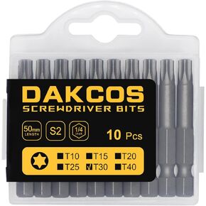 مجموعة لقم توركس T10 مكونة من 10 قطع من DAKCOS، مفك براغي طويل S2 من سبائك الصلب بطول 5.08 سم، لقم سداسية مع فتحة تحرير سريعة in Kuwait