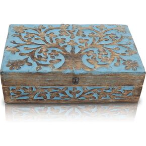 Great Birthday Gift Handmade Decorative Wooden Jewelry Box Tree Of Life Carving Jewelry Organizer Keepsake Box Treasure Chest Trinket Holder Watch Box Storage Lock Box Housewarming Gifts in Kuwait