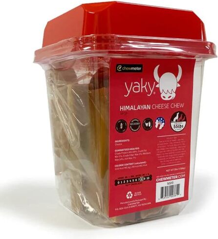 Chewmeter Himalayan Yaky Cheese Chew, 100% Natural, Long Lasting, Gluten Free, Healthy & Safe Dog Treats, Lactose & Grain Free, Protein Rich, Stain Free, Large, For Dogs 55 Lbs & Under, 3 lb Bulk Tub in Kuwait