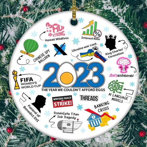 Christmas Ornaments 2023, Wooden Ornament for Christmas Tree, Funny Hot Topics 2023 Year Remember Trending Social Xmas Keepsake, Commemorative Events Holiday Hanging Decor, Friend & Family Bulk Gift in Saudi Arabia