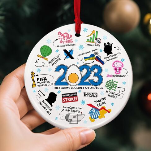 Christmas Ornaments 2023, Wooden Ornament for Christmas Tree, Funny Hot Topics 2023 Year Remember Trending Social Xmas Keepsake, Commemorative Events Holiday Hanging Decor, Friend & Family Bulk Gift in Saudi Arabia