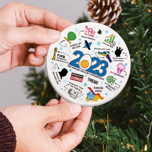 Christmas Ornaments 2023, Wooden Ornament for Christmas Tree, Funny Hot Topics 2023 Year Remember Trending Social Xmas Keepsake, Commemorative Events Holiday Hanging Decor, Friend & Family Bulk Gift in Saudi Arabia