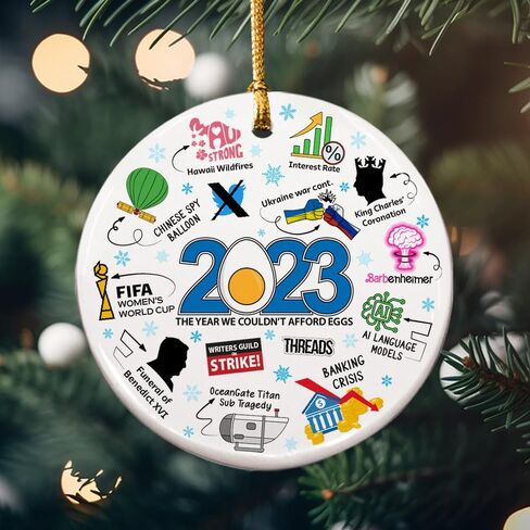 Christmas Ornaments 2023, Wooden Ornament for Christmas Tree, Funny Hot Topics 2023 Year Remember Trending Social Xmas Keepsake, Commemorative Events Holiday Hanging Decor, Friend & Family Bulk Gift in Saudi Arabia