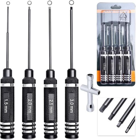 AllinRC Hex Screw Driver Set 1.5mm 2.0mm 2.5mm 3.0mm Hex Allen Screwdriver for RC Car Traxxas Axial Arrma Helicopter FPV Racing Drone (4PCS) in Saudi Arabia
