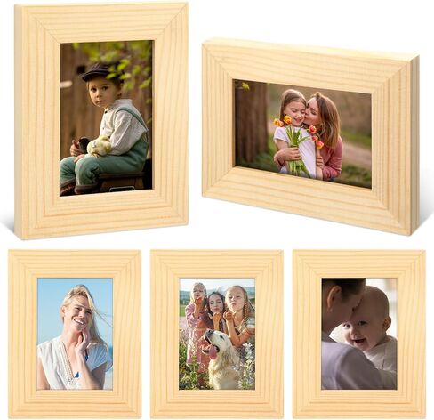 Kigley 6 Pcs 2.5 x 3.5 Inches Picture Frame Mini Rustic Picture Frames Wallet Size Wood Grain Table Desk Top Standing Fits Photo for Wall and Tabletop Picture Display in Saudi Arabia