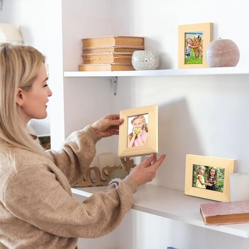 Kigley 6 Pcs 2.5 x 3.5 Inches Picture Frame Mini Rustic Picture Frames Wallet Size Wood Grain Table Desk Top Standing Fits Photo for Wall and Tabletop Picture Display in Saudi Arabia