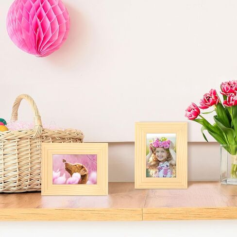 Kigley 6 Pcs 2.5 x 3.5 Inches Picture Frame Mini Rustic Picture Frames Wallet Size Wood Grain Table Desk Top Standing Fits Photo for Wall and Tabletop Picture Display in Saudi Arabia
