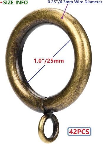 Curtain Ring Metal 28-Pcs 1.0 Inch Inner Diameter with Eyelets Fit Up to 0.8 Inch Rod Large Wire Diameter (Gold-28pcs) in Saudi Arabia