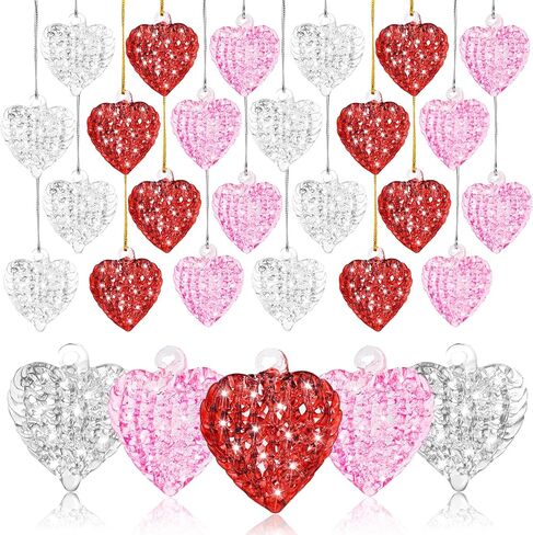 30 قطعة من زخارف القلب الزجاجية لعيد الحب على شكل قلب، زخارف زجاجية شفافة على شكل قلب، زخارف زجاجية معلقة لتزيين عيد الحب، حفلة عطلة in Kuwait
