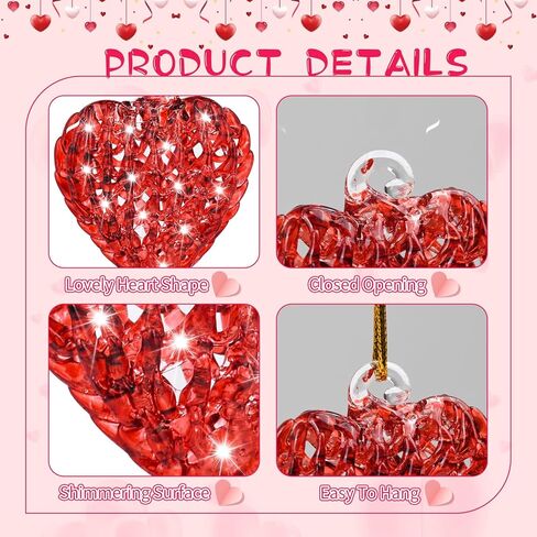 30 قطعة من زخارف القلب الزجاجية لعيد الحب على شكل قلب، زخارف زجاجية شفافة على شكل قلب، زخارف زجاجية معلقة لتزيين عيد الحب، حفلة عطلة in Kuwait