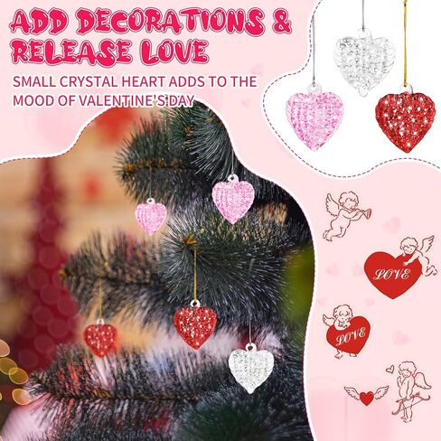 30 قطعة من زخارف القلب الزجاجية لعيد الحب على شكل قلب، زخارف زجاجية شفافة على شكل قلب، زخارف زجاجية معلقة لتزيين عيد الحب، حفلة عطلة in Kuwait