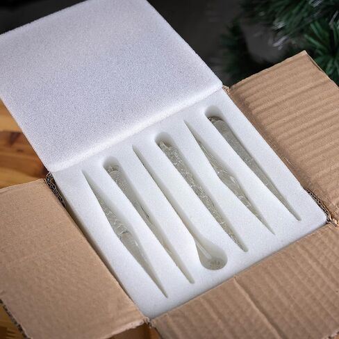 Christmas Glass Handmade Icicles Ornaments Set of 36 Pieces 5.9" /15 cm Mouth Blown Tree Decorations Hanging Assorted Xmas Festival Holiday Wedding Party Home Garden Pack Piece of 36 in Kuwait