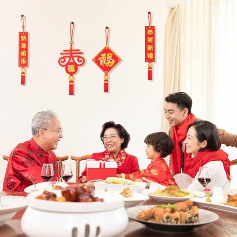 60 قطعة من زينة السنة الصينية لونا من جيامويج، قلادة صينية حمراء تقليدية للتعليق على شكل ارنب لعيد الربيع ورأس السنة الجديدة للمنزل والمكتب ولوازم السيارات in Kuwait