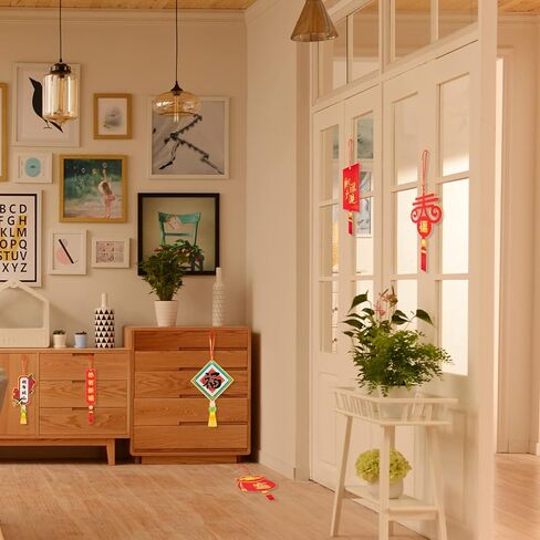 60 قطعة من زينة السنة الصينية لونا من جيامويج، قلادة صينية حمراء تقليدية للتعليق على شكل ارنب لعيد الربيع ورأس السنة الجديدة للمنزل والمكتب ولوازم السيارات in Kuwait