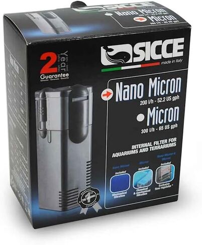 SICCE Nano Micron Small Internal Aquarium Filter 53 GPH Submersible | in-Tank Freshwater Saltwater Turtle Aquariums Application with Removable Filter Cartridges | Filter Media Included in Kuwait