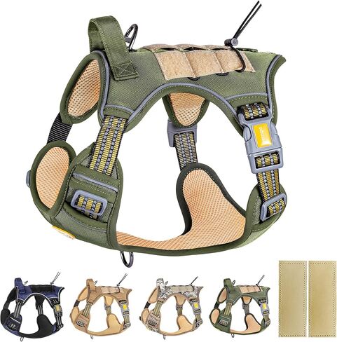 PETAGE Tactical Service Dog Harness No Pull, Reflective Military Dog Harness with Handle, Service Dog Vest for Training, Adjustable Working Pet Vest Easy Control for Small Medium Large Dogs (Blue-S) in Kuwait