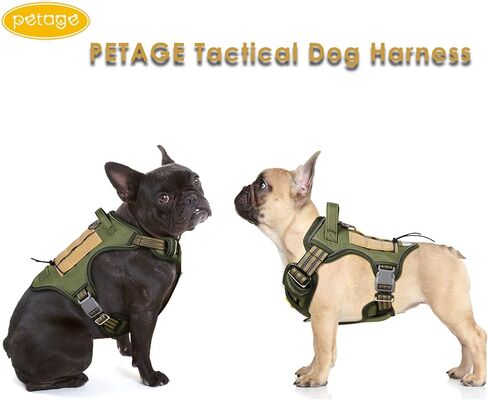 PETAGE Tactical Service Dog Harness No Pull, Reflective Military Dog Harness with Handle, Service Dog Vest for Training, Adjustable Working Pet Vest Easy Control for Small Medium Large Dogs (Blue-S) in Kuwait