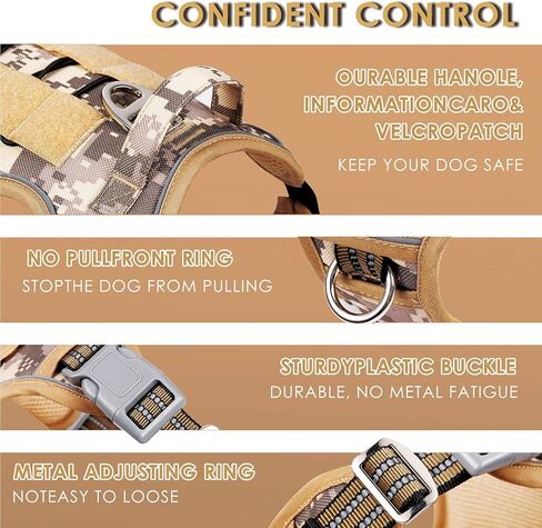 PETAGE Tactical Service Dog Harness No Pull, Reflective Military Dog Harness with Handle, Service Dog Vest for Training, Adjustable Working Pet Vest Easy Control for Small Medium Large Dogs (Blue-S) in Kuwait