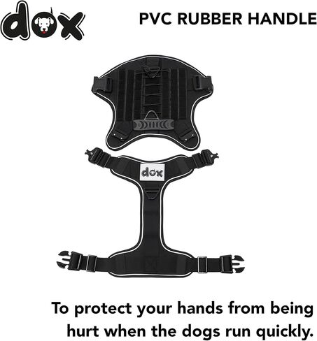 سرج تدريب الكلاب التكتيكي من دي دوكس - سرج تدريب الكلاب لـ K9 للكلاب الكبيرة والمتوسطة - سترة سرج للكلاب بدون سحب مع مقبض قوي قابل للتعديل ومشبك امامي وخطاف ومشبك معدني حلقي - مناسب للمشي in Kuwait