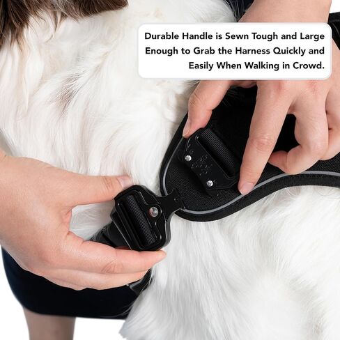 سرج تدريب الكلاب التكتيكي من دي دوكس - سرج تدريب الكلاب لـ K9 للكلاب الكبيرة والمتوسطة - سترة سرج للكلاب بدون سحب مع مقبض قوي قابل للتعديل ومشبك امامي وخطاف ومشبك معدني حلقي - مناسب للمشي in Kuwait