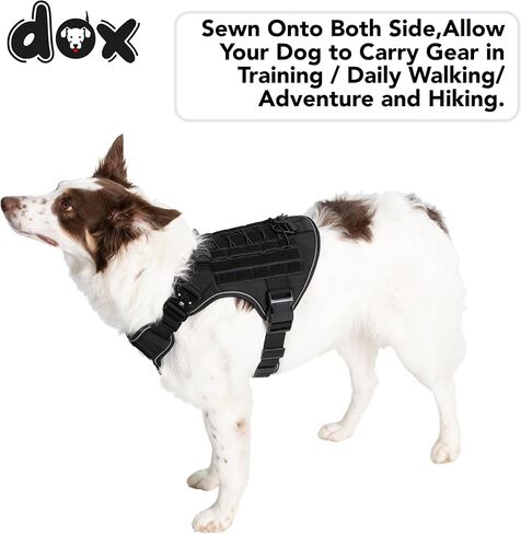 سرج تدريب الكلاب التكتيكي من دي دوكس - سرج تدريب الكلاب لـ K9 للكلاب الكبيرة والمتوسطة - سترة سرج للكلاب بدون سحب مع مقبض قوي قابل للتعديل ومشبك امامي وخطاف ومشبك معدني حلقي - مناسب للمشي in Kuwait