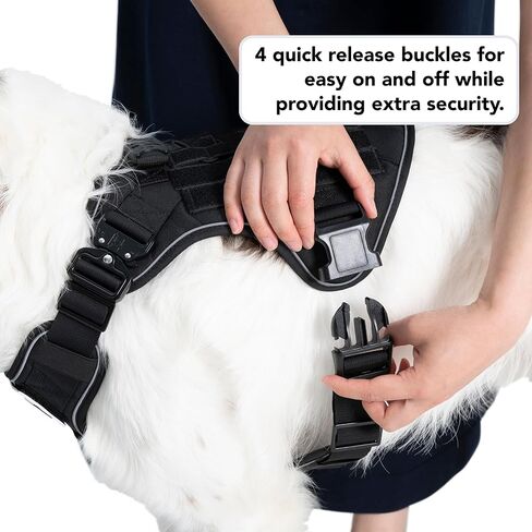 سرج تدريب الكلاب التكتيكي من دي دوكس - سرج تدريب الكلاب لـ K9 للكلاب الكبيرة والمتوسطة - سترة سرج للكلاب بدون سحب مع مقبض قوي قابل للتعديل ومشبك امامي وخطاف ومشبك معدني حلقي - مناسب للمشي in Kuwait