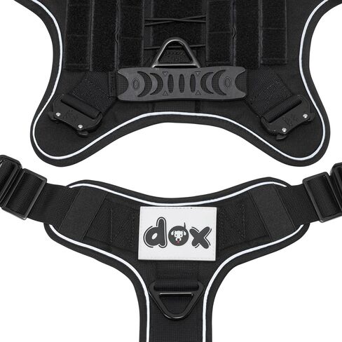 سرج تدريب الكلاب التكتيكي من دي دوكس - سرج تدريب الكلاب لـ K9 للكلاب الكبيرة والمتوسطة - سترة سرج للكلاب بدون سحب مع مقبض قوي قابل للتعديل ومشبك امامي وخطاف ومشبك معدني حلقي - مناسب للمشي in Kuwait