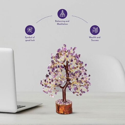 شجرة الجمشت - شجرة المال - ديكور جمالي للغرفة - شجرة بونساي - ديكور كريستال - هدايا ديكور منزلي - هدايا روحية للنساء - اكسسوارات التامل - ديكور برج الحوت - ديكور غرفة رخيص - حجر الجمشت in Kuwait