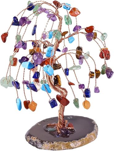 Rockcloud Amethyst Crystal Tree for Home Office Decor, Natural Agate Slice Geode Base Bonsai Fortune Money Tree for Wealth and Luck in Saudi Arabia