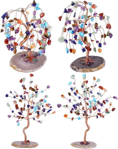 Rockcloud Amethyst Crystal Tree for Home Office Decor, Natural Agate Slice Geode Base Bonsai Fortune Money Tree for Wealth and Luck in Saudi Arabia