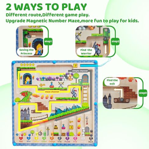 NDLLGOF Magnetic Color and Number Maze, Wooden Puzzle Activity Board… in Kuwait