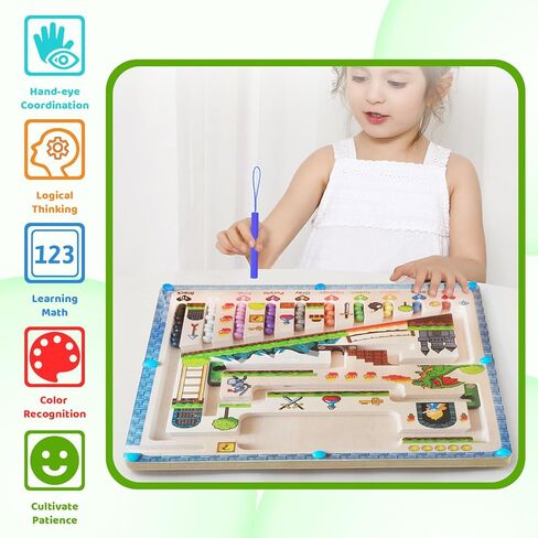 NDLLGOF Magnetic Color and Number Maze, Wooden Puzzle Activity Board… in Kuwait