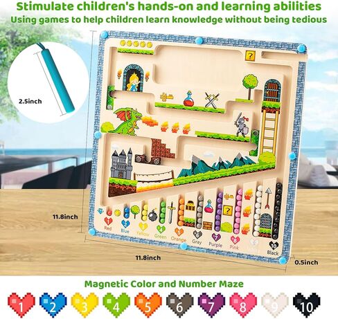 NDLLGOF Magnetic Color and Number Maze, Wooden Puzzle Activity Board… in Kuwait