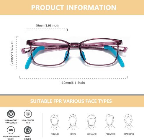 WMAO Blue Light Blocking Glasses for Kids TR90 Frame Anti Blue Light Glasses UV Glare for Gaming & Reading in Kuwait