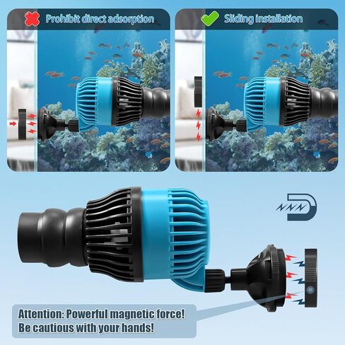 LYPHARD AQUARIUMS Wave Maker لخزان حوض السمك، رأس طاقة 3440 جيجا في الساعة، مضخة دوران 80-100 جالون، صمت فائق، مضخة مياه غاطسة لخزان الأسماك تدور 360 درجة، موجة واحدة in Kuwait